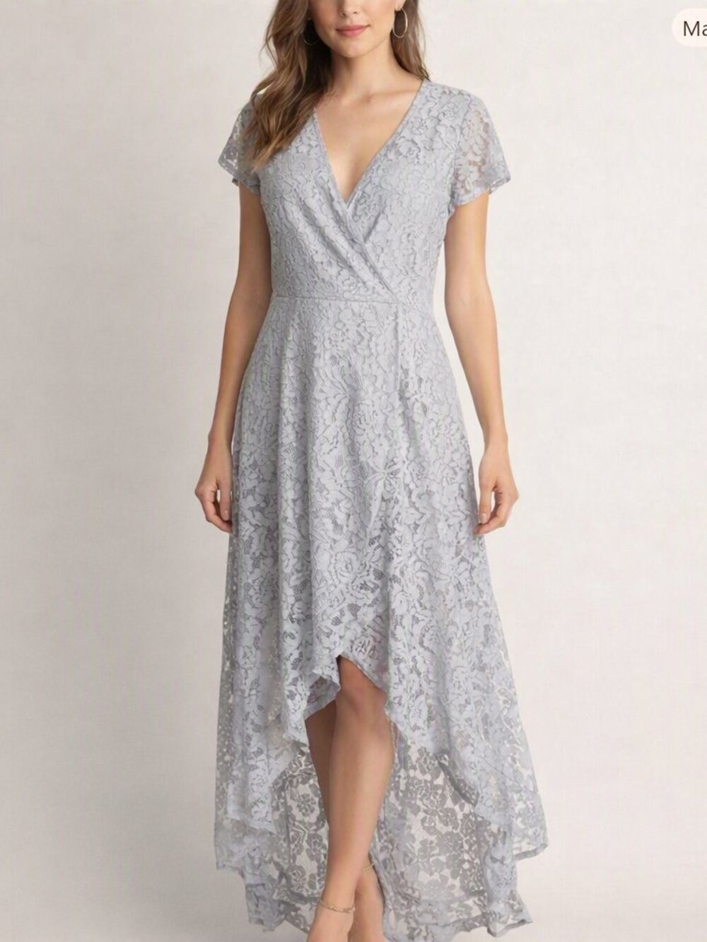 Altar'd State Artiz Lace Maxi Wrap Dress Size Medium Gray